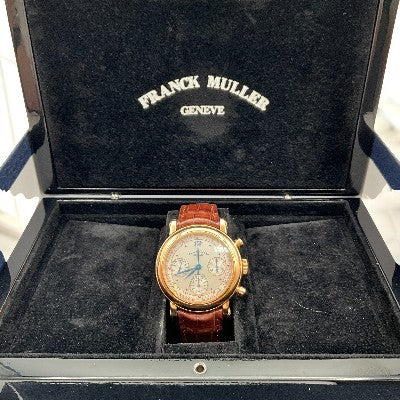 Franck Muller Round 39MM Rose Gold Case, Silver Dial and Leather Strap (7000 CC5N)