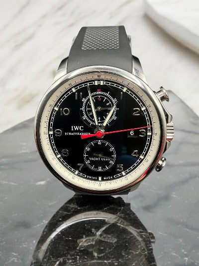 IWC Schauffhausen 45.4mm Portugieser Yacht Club Chronograph Black Dial Rubber Strap (IW390210)